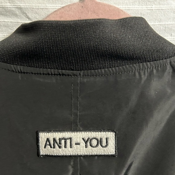 REBEL & SOUL Dope Punk Patch Windbreaker Black Full Zip Bomber Jacket Size 2XL - Picture 8 of 10